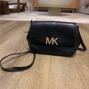 Michael Kors Black Crossbody Bag with Gold Logo
